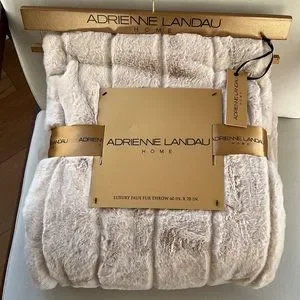 Adrienne Landau Faux Fur Oversized Throw Blanket Sand NWT Gift Ready